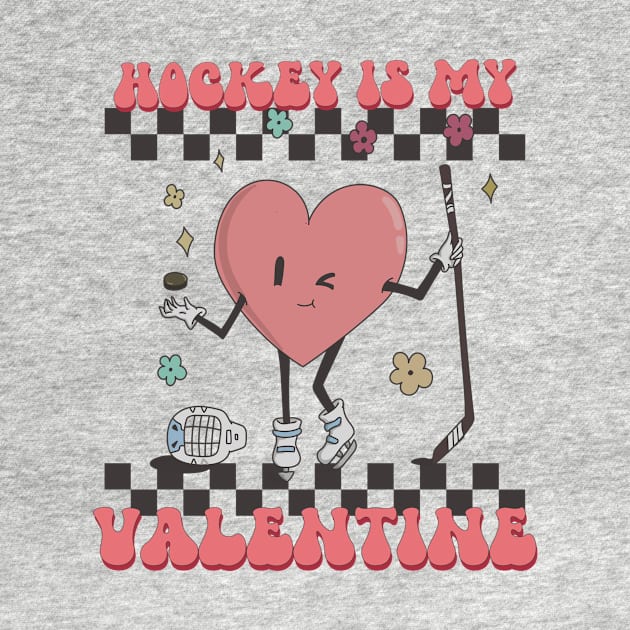 Retro Hockey Valentines Day shirt, Hockey Is My Valentine, Hockey Heart Player by mcoshop